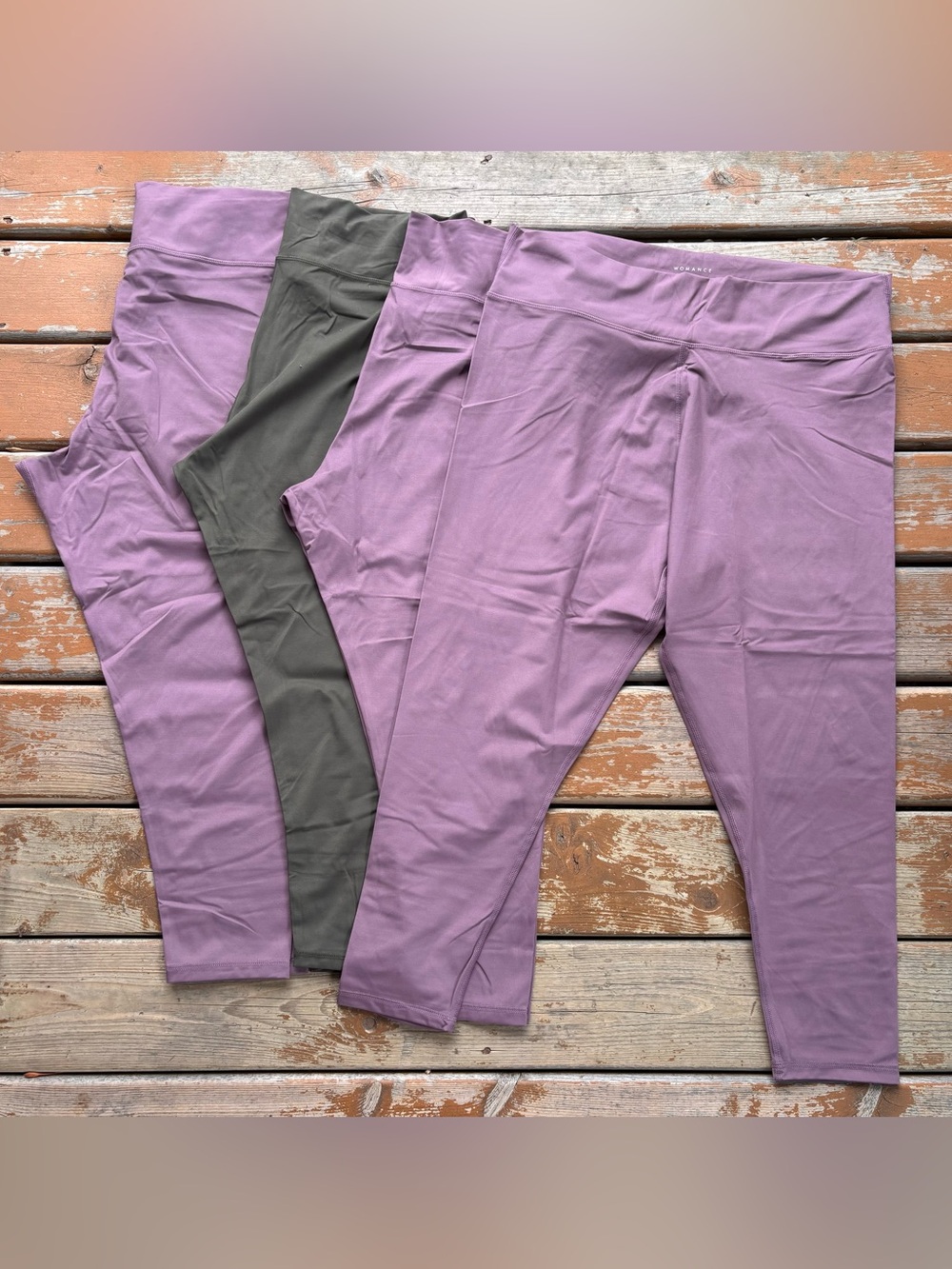 Womance Leggings Lot - Gray x1 & Purple x3 - Size XXXL - 4 Count
